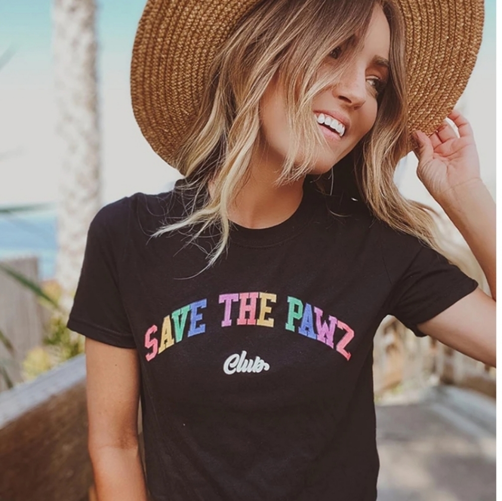Save the Pawz Rainbow T-shirt NWOT